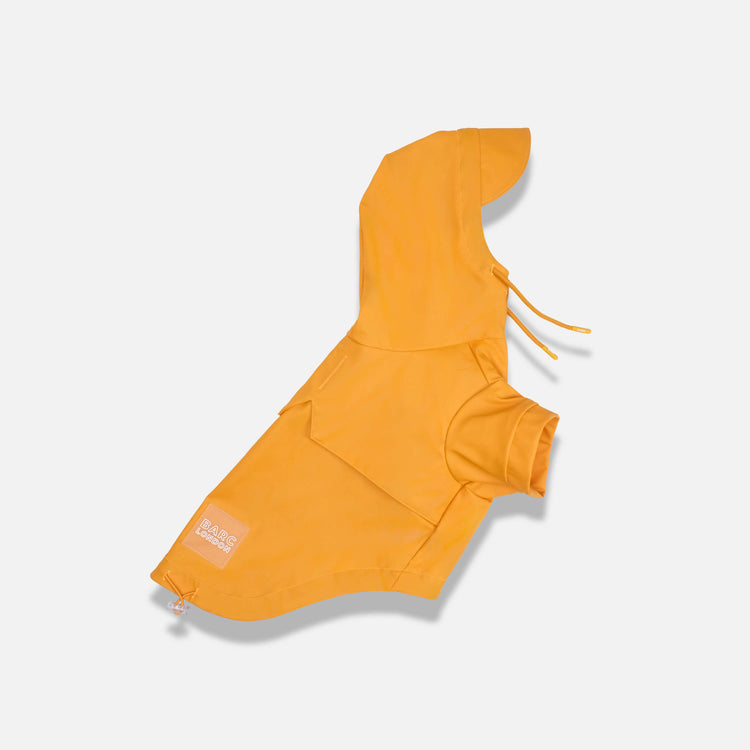 orange waterproof dog raincoat by barc london