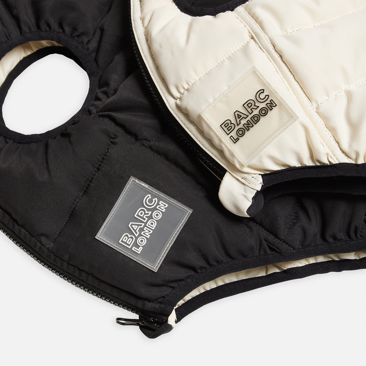 Reversible Dog Puffer Jacket: Black & Off White