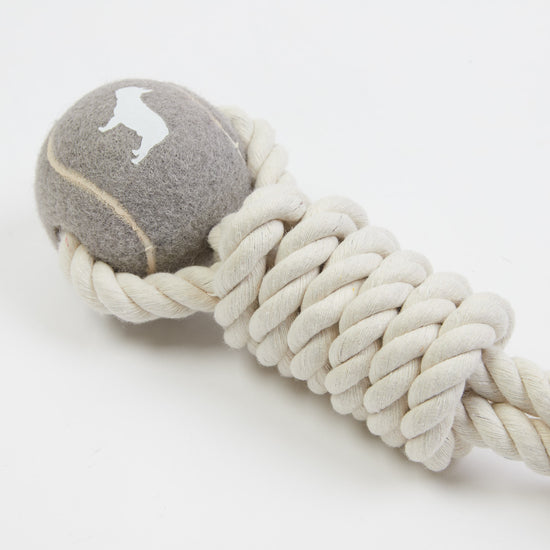 Grey Ball on a Rope Dog Toy for Playtime