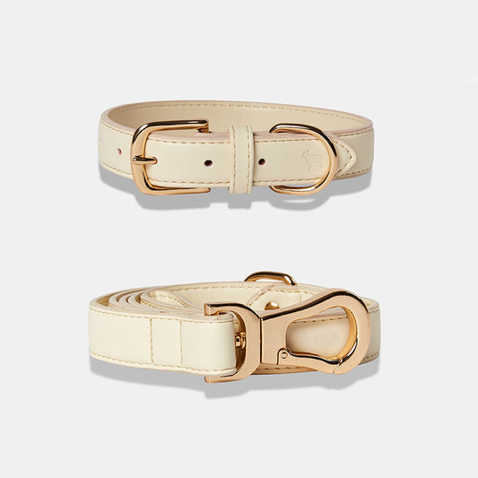 Cream Dog Collar and Lead Set by Barc London