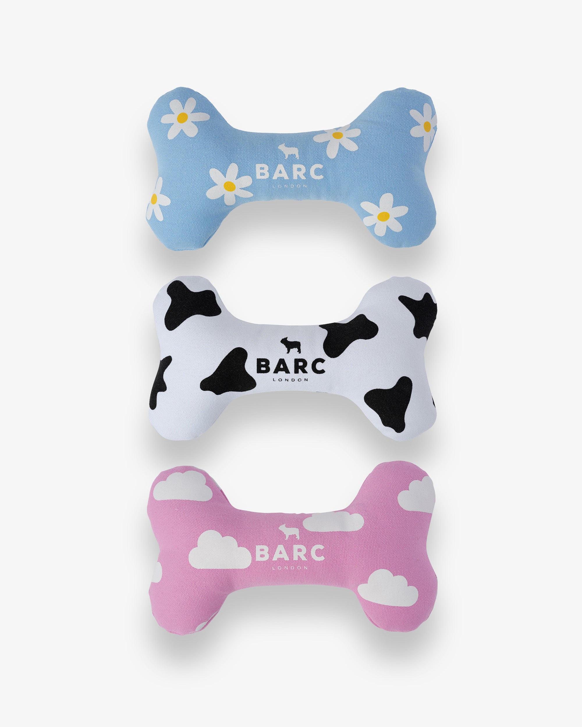 Fabric Squeaky Dog Bones - Pack of Three