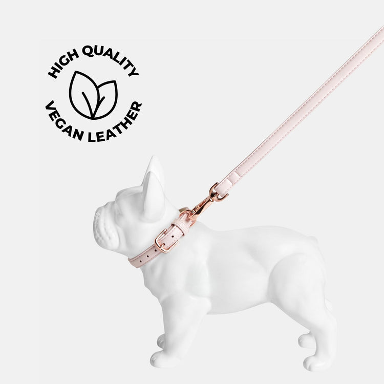 Pink Vegan Leather Dog Collar Set