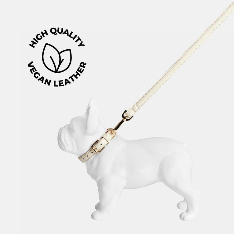 Vegan Leather Ivory dog collar set