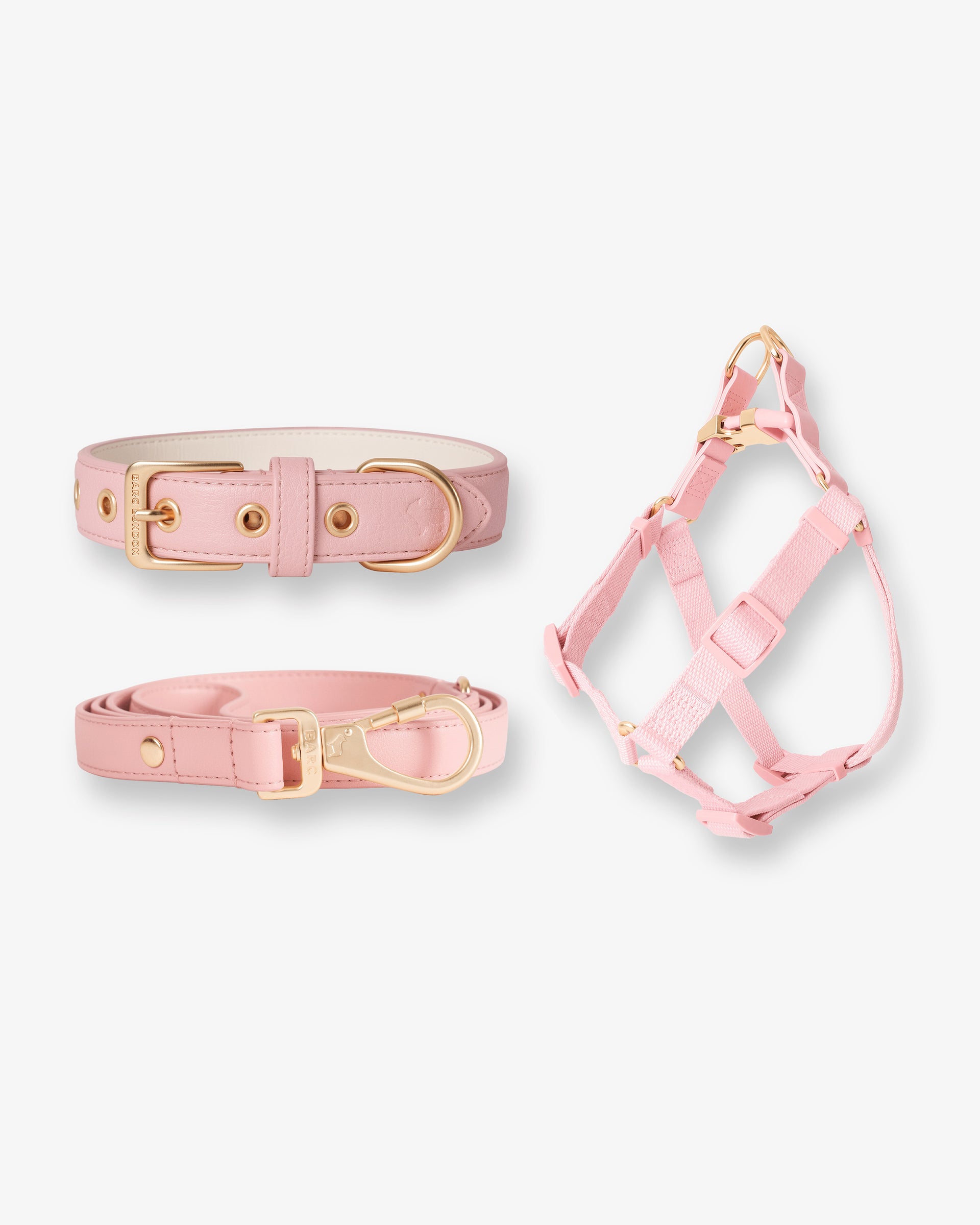 Blush Pink Dog Collar Harness & Lead Set