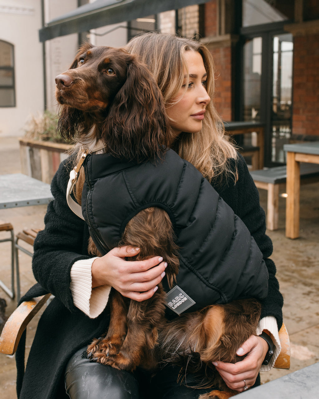 Reversible Dog Puffer Jacket: Black & Off White