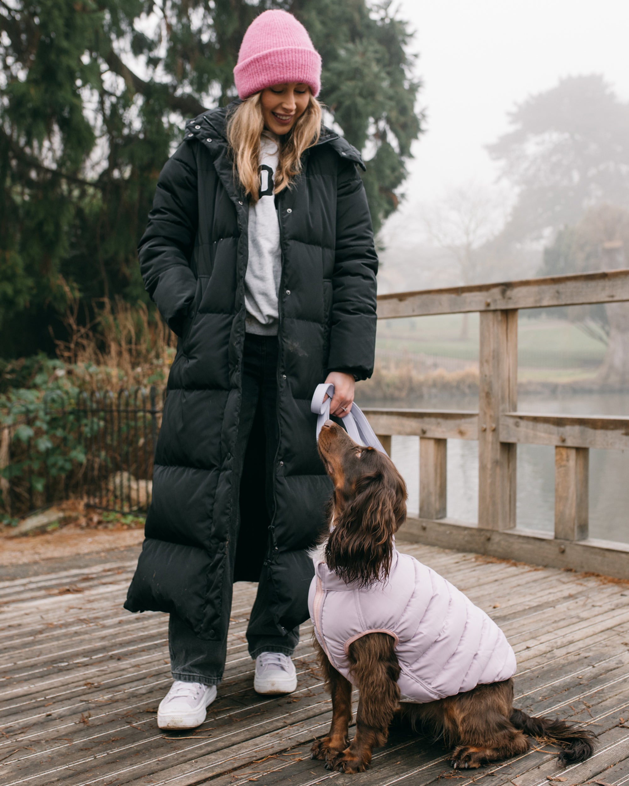 Reversible Dog Puffer Jacket: Pink & Lilac