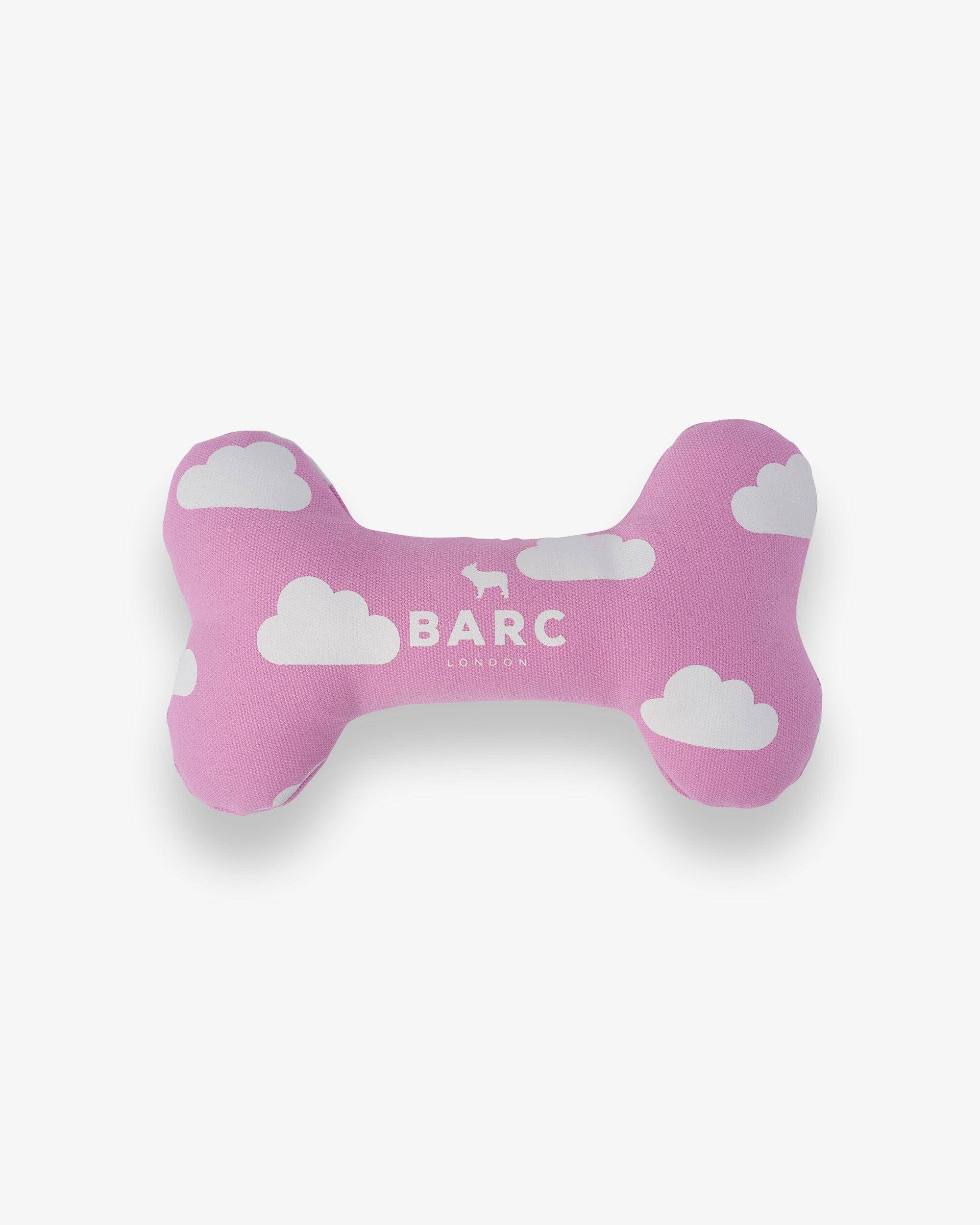 Pink Dog Bone Toy with White Cloud Design