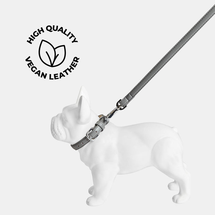 Ash Grey Dog Collar in High Quality Vegan Leather