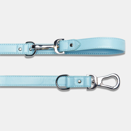 Blue Leather Double Ended Dog Lead by Barc London