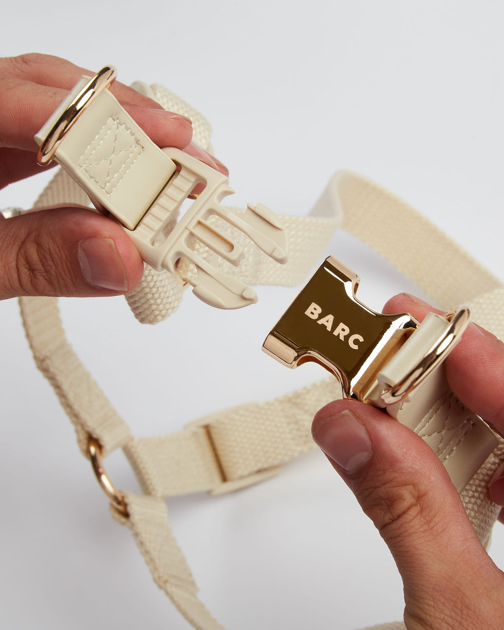 Cream Dog Harness with Gold 'Barc London' Buckle