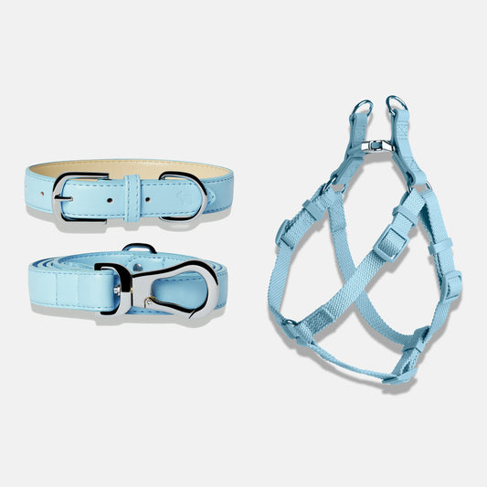 Dog Harness, Collar and Lead Set in Coastal Blue