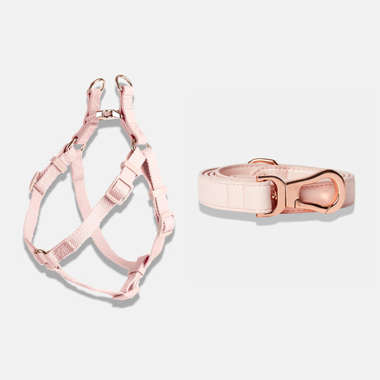 Dog Harness and Lead in Blush Pink 