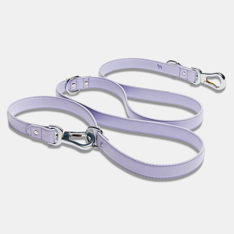 Lilac Extendable Dog Lead. Quality Vegan Leather with Good Durability.
