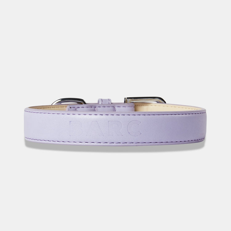 Lilac Leather Dog Collar by Barc London. Embossed With Soft Matte Finish.