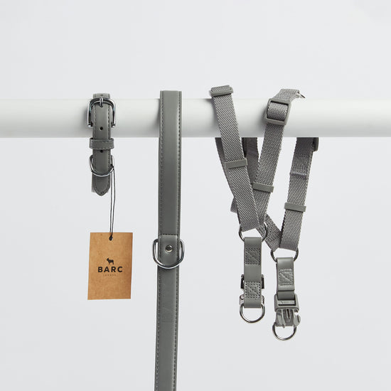 Luxury Grey Dog Collar, Lead and Harness - Designed to Match