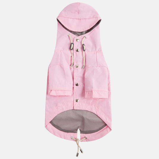 Pink Dog Coat With Drawstring Hood
