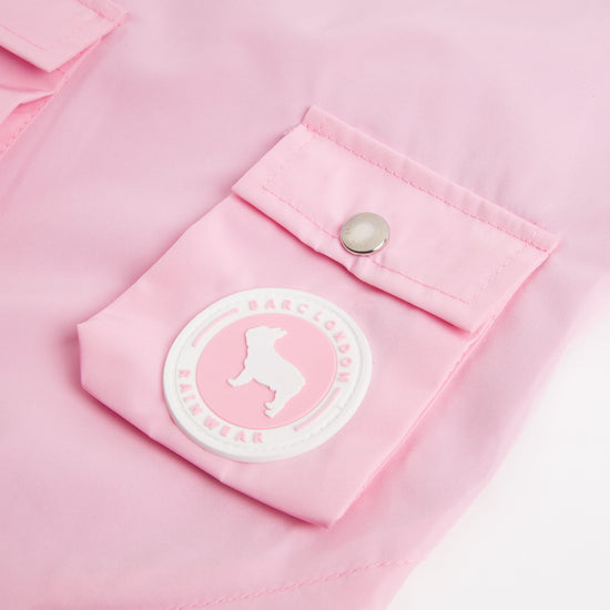 Pink Dog Raincoat With Pocket & Barc London Rubber Logo