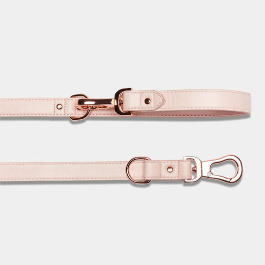 Pink Double Ended Dog Lead with Stylish Rose Gold Buckles