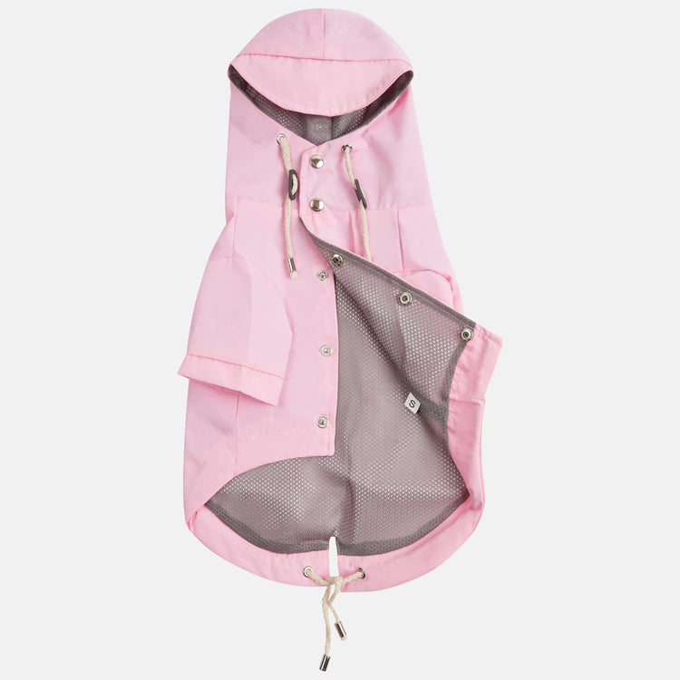 Pink Raincoats for UK Dogs With Grey Mesh Lining 