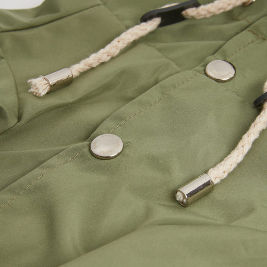 Silver Popper Fastened Green Dog Coat by Barc London