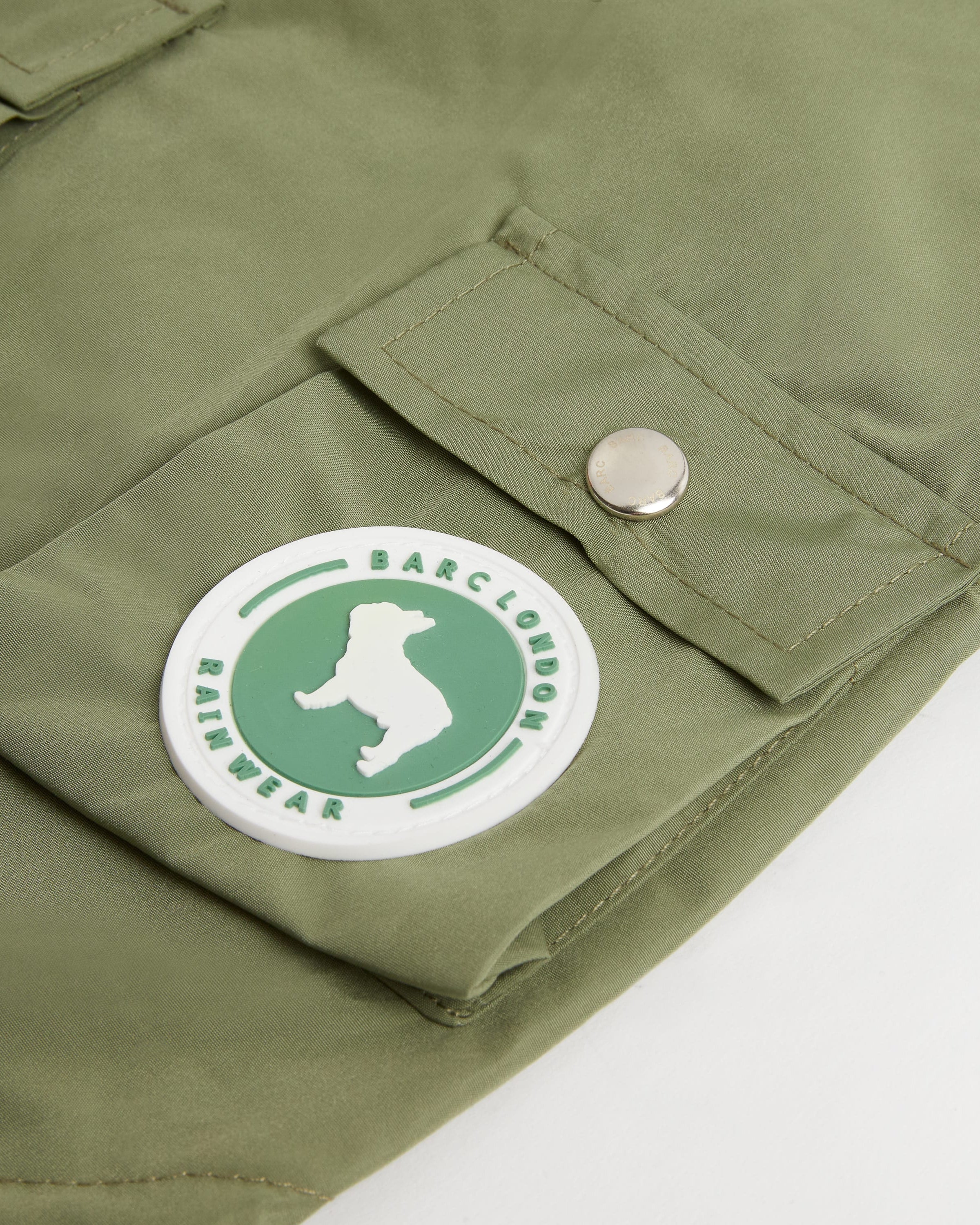 Water-repellent Green Dog Raincoat With Pocket And Barc Logo