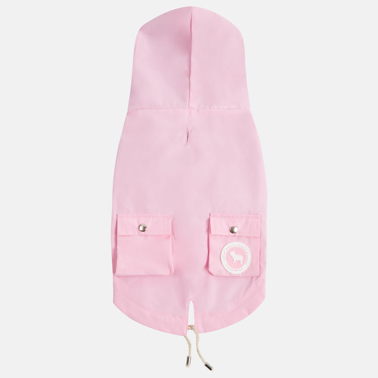 Pink Waterproof Dog Coat With Built In Harness Hole And Pockets
